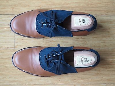 Alden D4301F Burnished Tan Calfskin and Navy Suede Saddle Shoe