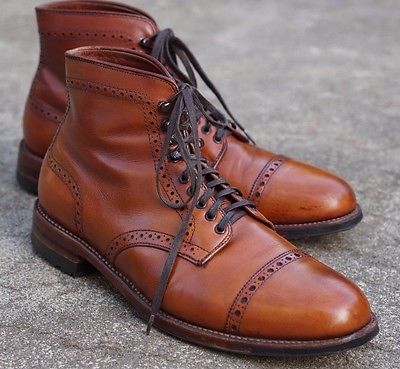 Alden 44921HC Burnished Tan Calfskin Perforated Cap Toe Boot