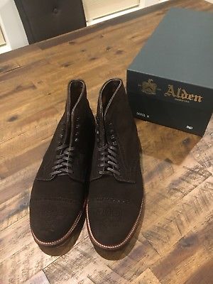 Alden D6801H Chocolate Suede Perforated Cap Toe Boot