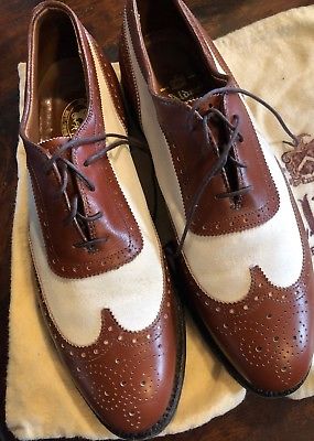 Alden 8113 Cognac Calfskin and White Nubuck U-Throat Bal Spectator