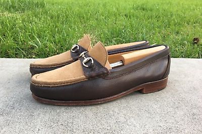 Alden H4601 Dark Brown Calfskin and Tan Suede Horse Bit Loafer