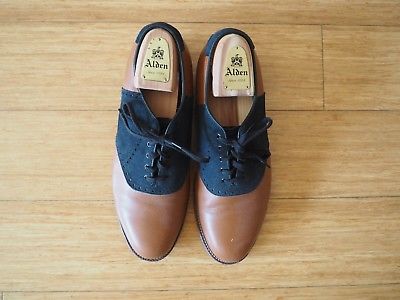 Alden D4301F Burnished Tan Calfskin and Navy Suede Saddle Shoe