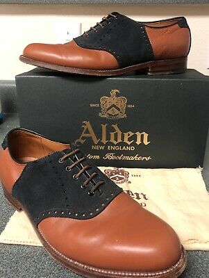Alden D4301F Burnished Tan Calfskin and Navy Suede Saddle Shoe