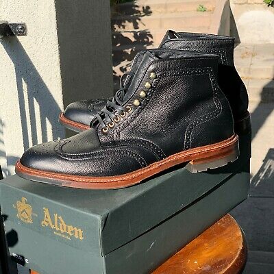 Alden D6845HC Black Regina Grain Wing Tip Boot