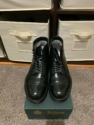 Alden D7832H Black Calfskin Perforated Cap Toe Boot