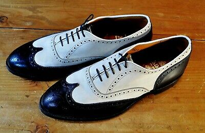 Alden 2444 Black Calfskin and White Suede Wing Tip Bal Spectator