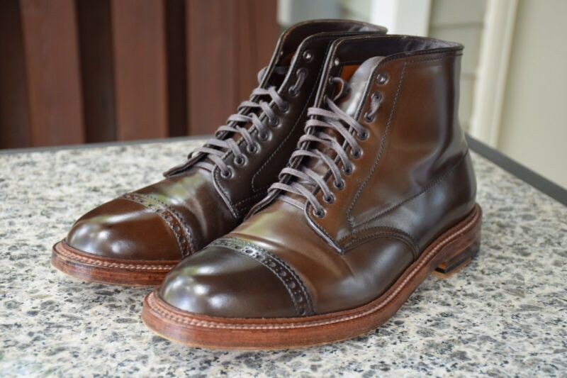 靴 Alden / long wing tip cigar cordovan 975 Long Wing Blucher (Color 8 Shell Cordovan) – The Alden Shop