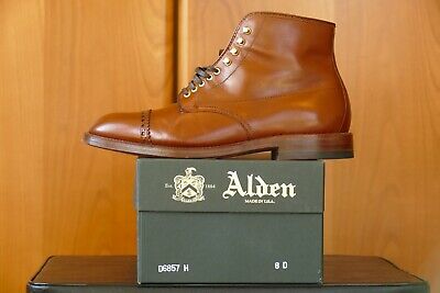 Alden D6857H Pecan Calfskin Perforated Cap Toe Boot | Alden