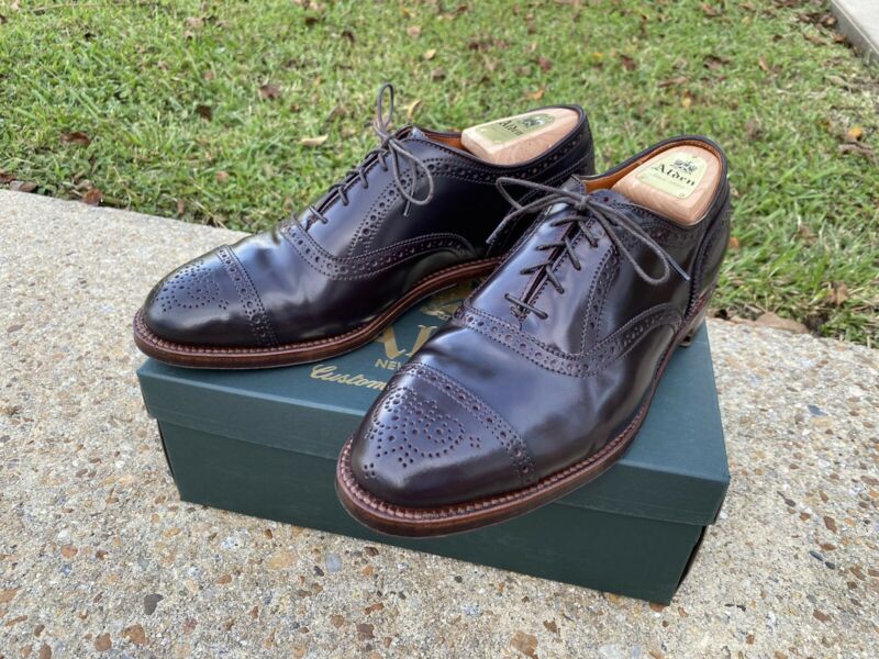 靴 Alden 911 Medallion Tip Balmoral dress 911 Medallion Perf Tip Bal Oxford (Burnished Tan Calf) – The