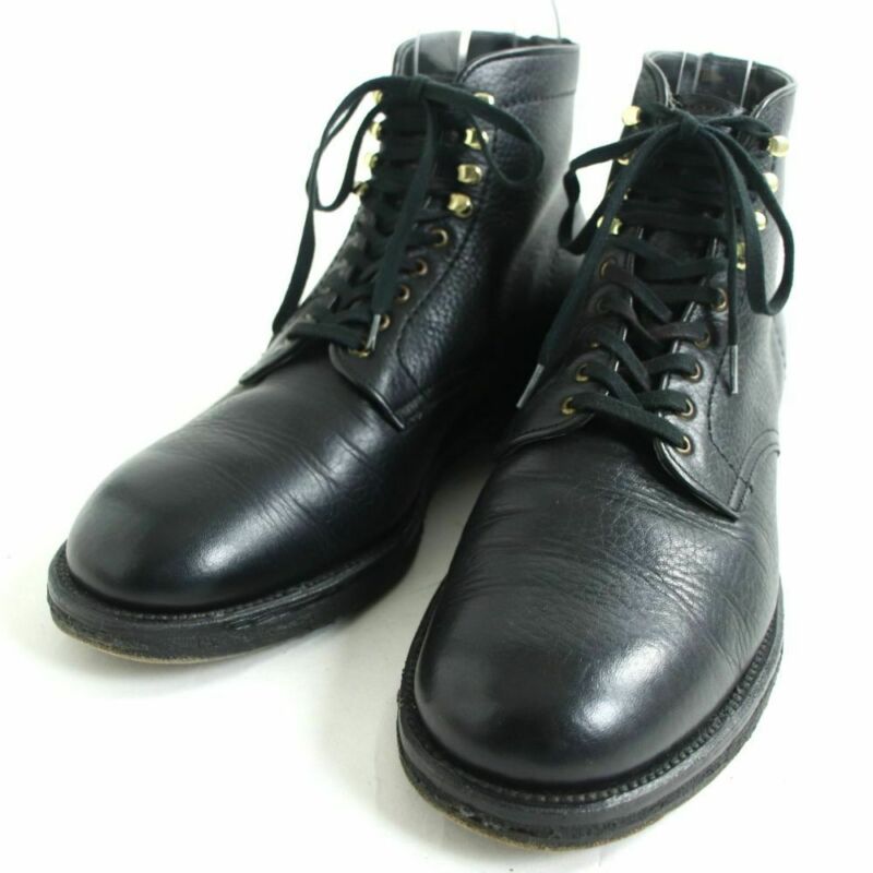 Alden 4604H Black Shrunken Calf Plain Toe Boot | Alden Model