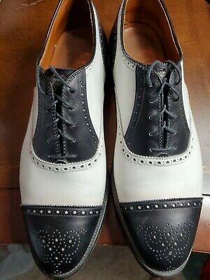 Alden 2457 Black and White Calfskin Medallion Tip Bal Spectator