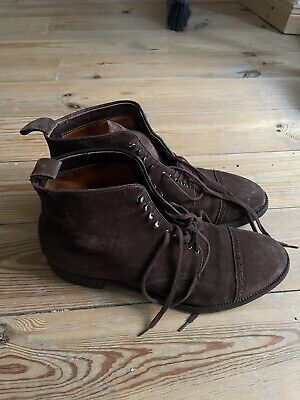 Alden 4196 Brown Suede Perforated Cap Toe Boot