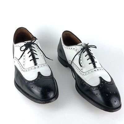 Alden 9027 Black and White Calfskin Wing Tip Bal Spectator