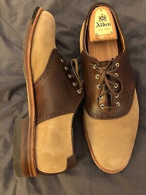 Alden D1304C Tan Suede and Brown Chromexcel Saddle Shoe