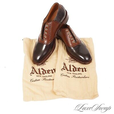 Alden D6301 Color 8 Shell Cordovan and Tan Pebble Grain Saddle Shoe
