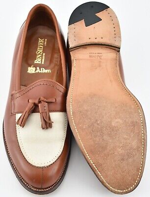Alden 6032 Tan Calfskin and White Nubuck Tassel Loafer