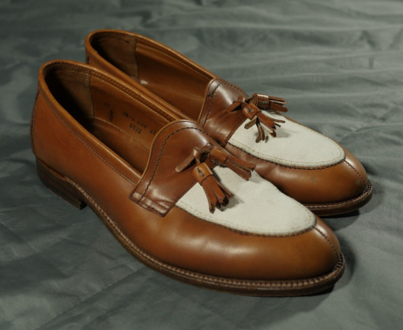 Alden 6032 Tan Calfskin and White Nubuck Tassel Loafer | Alden 