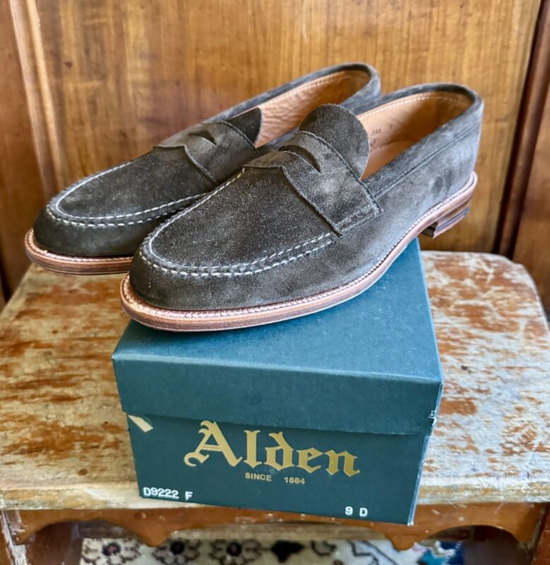 Alden D9222F Loden Green Suede LHS / Penny Loafer | Alden Model