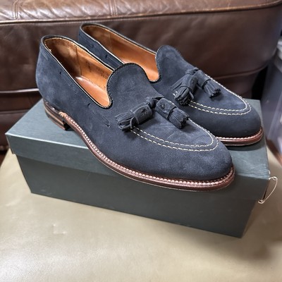 Alden 3620F Navy Kid Suede Tassel Loafer