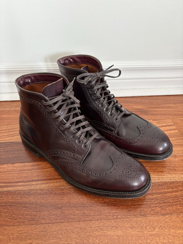 Alden44669Cブラック シェルコードバンWing Tip Boot