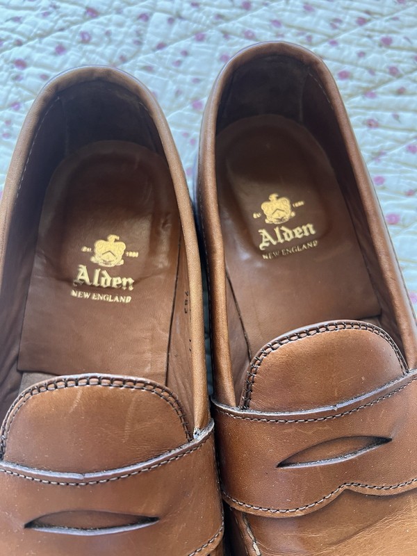 Alden 983 カーフレザー　ブラウン ローファー 9 1/2 B D 983 Leisure Handsewn Penny Loafer LHS (Burnished Tan Calf