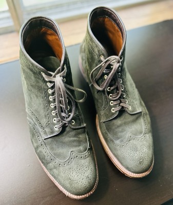 Alden D4818H Hunting Green Suede Wing Tip Boot