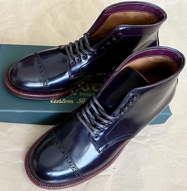 ALDEN×BLUE BLUE 4604H 8D Alden D1607 Color 8 Shell Cordovan Mocc Toe Blucher | Alden