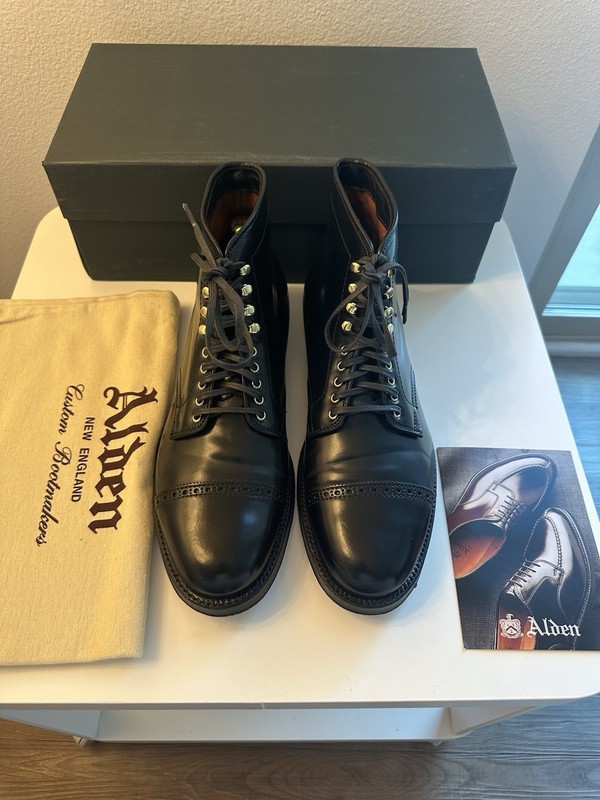 Alden D7810H Black Shell Cordovan Perforated Cap Toe Boot | Alden