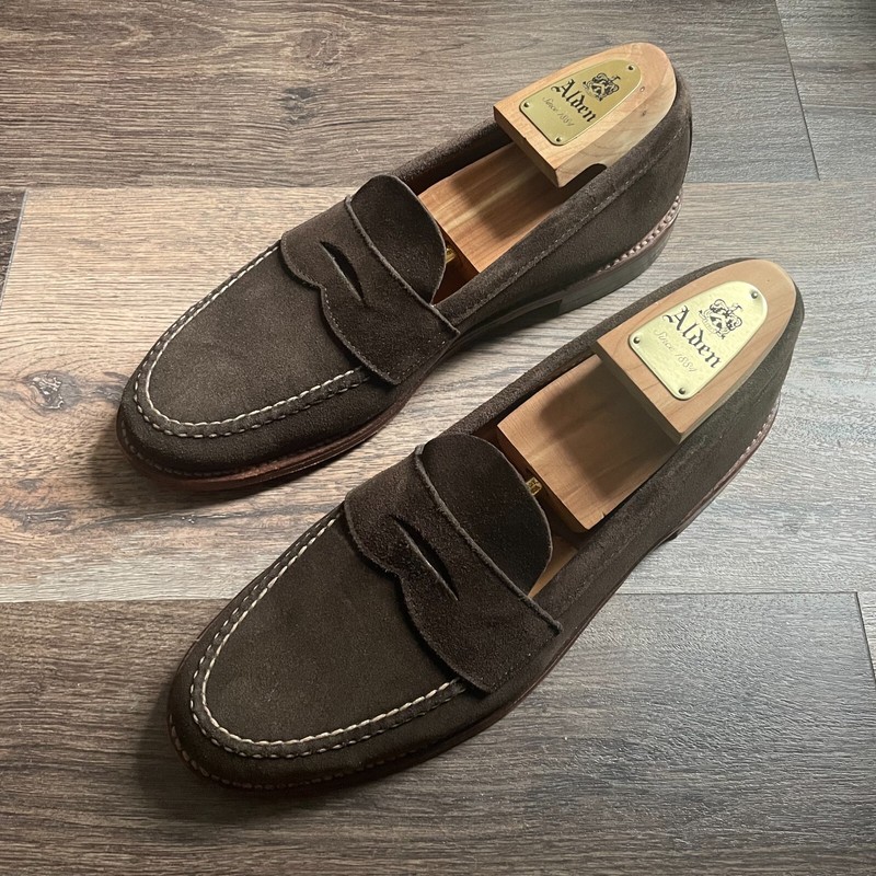 Alden D7201F Dark Chocolate Suede LHS / Penny Loafer | Alden