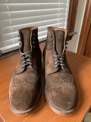 Alden 41664H Brown Suede Wing Tip Boot