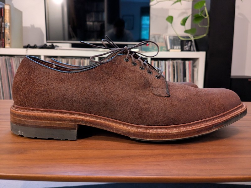 Alden 9474C スウェードsize9D Alden 9474C Tobacco Reverse Chamois Plain Toe Blucher | Alden