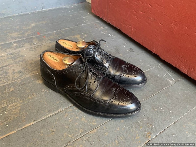 Alden 967 Black Calfskin Short Wing Tip Blucher | Alden