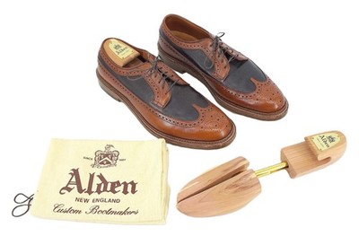Alden D3608 Dark Tan Calfskin and Brown Regina Grain Long Wing Blucher Spectator