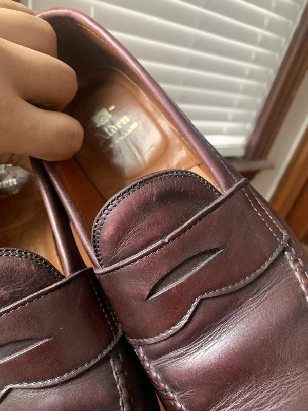 靴 ALDEN 984 CALFSKIN LEATHER PENNY LOAFERS Alden Men's 984 - Leisure Handsewn - Burgundy Calfskin - The