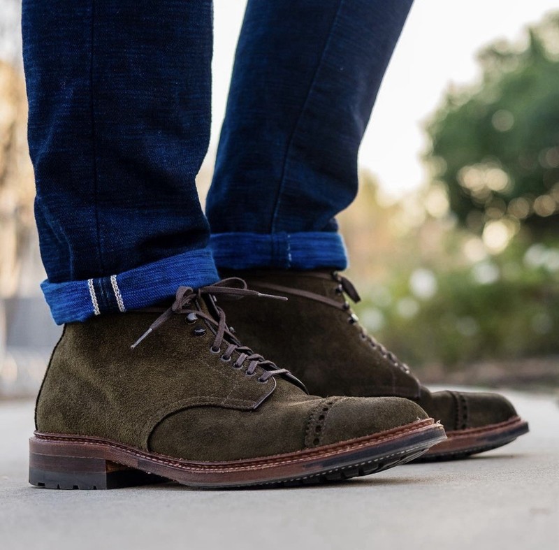 Alden D7818HC Hunting Green Reverse Chamois Perforated Cap Toe