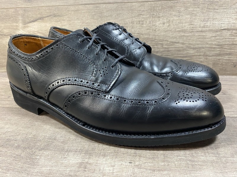 Alden 967 Black Calfskin Short Wing Tip Blucher | Alden