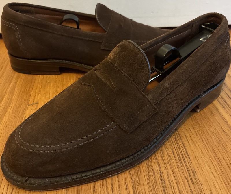靴 Alden Penny Loafer Suede Alden Snuff Suede Penny Loafer — Ealdwine Raleigh