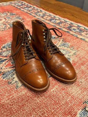 Alden D6857H Pecan Calfskin Perforated Cap Toe Boot