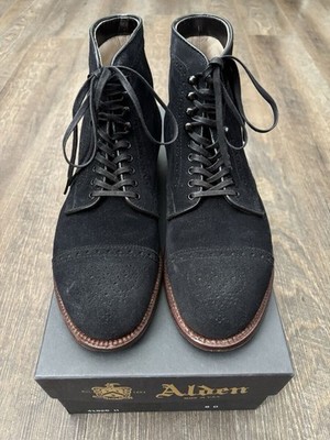 Alden 41826H Navy Suede Perforated Cap Toe Boot