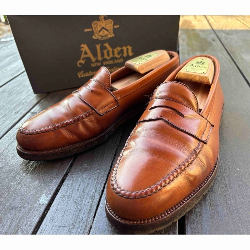 【メル18292】ALDEN7140SHIPS別注 Alden 983 Burnished Tan Calfskin LHS / Penny Loafer | Alden