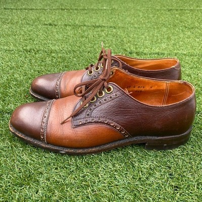Alden 469 Dark Brown and Burnished Tan Scotch Grain Perforated Straight Tip Blucher Spectator