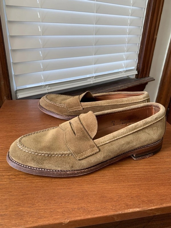 Alden 6245F 7D suède brown Alden Penny Loafer with Unlined Vamp Dark Brown Suede #6245F
