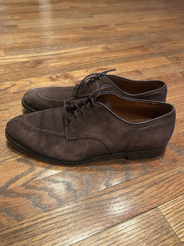 靴 Alden 963 7 1/2D Brown Suede Alden 963 Mocha Kid Suede Norwegian Front Blucher | Alden Model