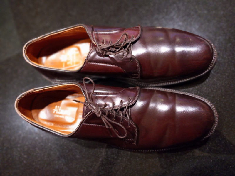 【新品未使用品】ALDEN CORDVAN BURGUNDY 990 9hD Alden Cordovan Plain Toe Blucher Dark Burgundy 990