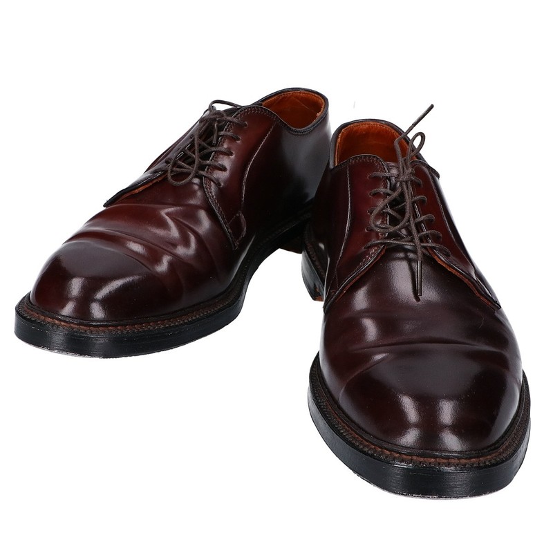 【新品未使用品】ALDEN CORDVAN BURGUNDY 990 9hD Alden 990 Color 8 Shell Cordovan Plain Toe Blucher | Alden Model