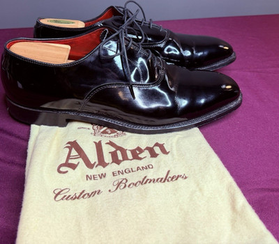 Alden 9373 Black Patent Plain Toe Bal