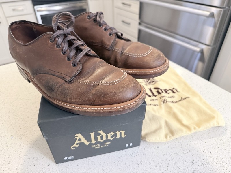 Alden 4002 モカシン 6D ブラウン レザー Alden 4002 Brown Chromexcel Mocc Toe Blucher | Alden Model Project