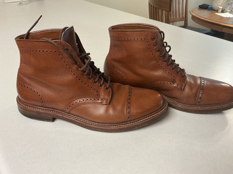 Alden 39701 Dark Tan Calfskin Perforated Cap Toe Boot | Alden