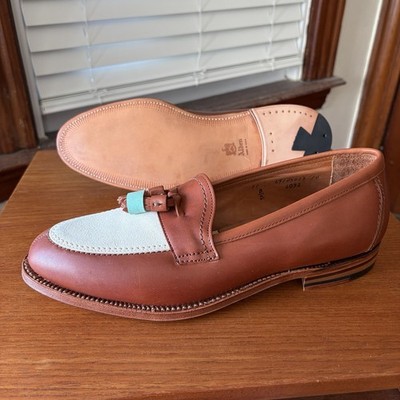 Alden 6032 Tan Calfskin and White Nubuck Tassel Loafer